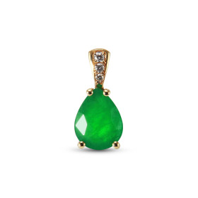  Pendentif Or Jaune 750 serti d une émeraude poire 9x7mm diamants 3 diamants sont sertis dans bélière pour un poids total ...
