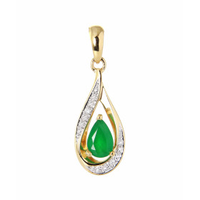 Pendentif Or Jaune 750 Emeraude poire de 6x4mm et Diamants. Emeraude taille poire mesurant 6x4mm et pesant 0.45 carat. Cet...