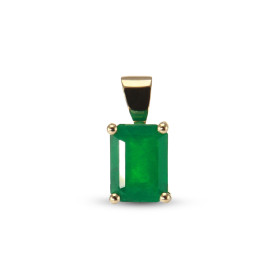  Pendentif Or Jaune 750 serti d une Emeraude rectangulaire 8x6mm (1,4 carat) Serti à griffes Dimensions du pendentif (béli...