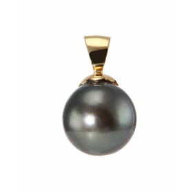  Pendentif Perle Tahiti montée sur Or Jaune 750 Perle 11mm diamètre Qualité perle : B Dimensions du pendentif (bélière inc...
