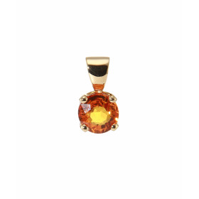 Pendentif en Or Jaune 750 serti d&#39;un saphir orange Traité de 5.8mm (0.9 carat). Dimensions du pendentif (bélière inclu...