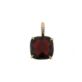 Pendentif Grenat Diamant Or Jaune 750 Le Grenat est taillé coussin mesure 8x8mm Cette pierre est maintenue par un serti à ...
