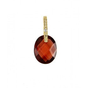 Pendentif Or Jaune 750 Grenat Dome 10x8mm Diamant Dimensions du pendentif : 17x8mm Bélière sertie d un diamant