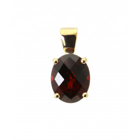 Pendentif Or Jaune 750 Grenat Ovale 10x8mm. Grenat Ovale de 10x8mm (3 carats). Dimensions du pendentif : 16 x 8 mm