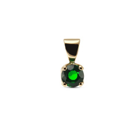 Pendentif Or Jaune 750 serti d un Grenat Tsavorite Rond 5mm Poids Grenat : 0.55 carat Dimensions du pendentif (bélière inc...