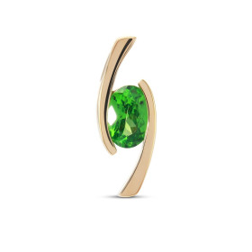  Pendentif Or Jaune 750 serti d un Grenat Tsavorite AAA Ovale 7x5mm Poids pierre : 0.8 carat Monture croisée Serti demi cl...