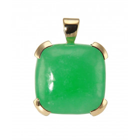 Pendentif en Or Jaune 750 serti d'un Jade coussin de 15x15mm (15 carats)