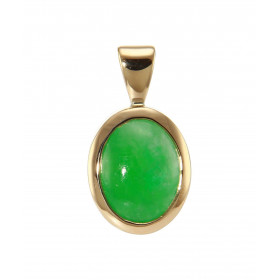 Pendentif Or Jaune 750  Jade Ovale 11x9mm