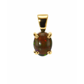 Pendentif en Or Jaune 750 serti d&#39;une Opale noire de 8x6mm (0.8 carat). Serti à griffes. Dimensions du pendentif (béli...