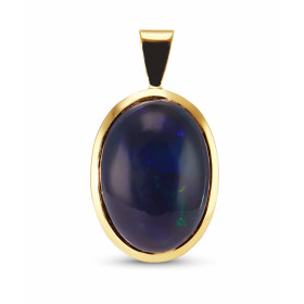  Pendentif Or Jaune 750 serti d une Opale Noire Ovale 13x9mm Poids Opale : 3.2carats Dimensions du pendentif (bélière incl...