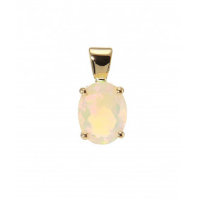 Pendentif en Or Jaune 750 serti d&#39;une Opale Ovale de 10x8mm. Opale de 1.65 carat. Dimensions du pendentif : 16x8mm