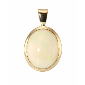 Pendentif Or Jaune 750 Opale Ovale 14x11mm. Poids Opale : 3.75 carats. Serti Clos. Dimensions du pendentif (bélière inclus...