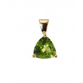  Pendentif Or Jaune 750 serti d un Péridot taille Trillion 8x8mm Poids Péridot : 1.75 carat Dimensions du pendentif (béliè...