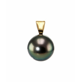 Pendentif en Or jaune 750 et perle de Tahiti. Diamètre de la perle : 9.5 à 10mm. Qualité de la perle : AAA. Dimensions du ...