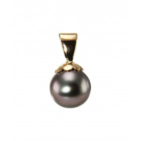 Pendentif Or Jaune 750 et Perle de Tahiti 8.5mm. Perle de Tahiti de 8.5mm de diamètre. Dimensions du pendentif (bélière in...