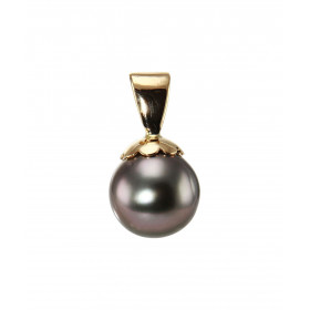 Pendentif Or Jaune 750 Perle Tahiti 8.5mm Perle Tahiti 8.5mm diamètre Dimensions du pendentif (bélière incluse) : 15x8.5mm