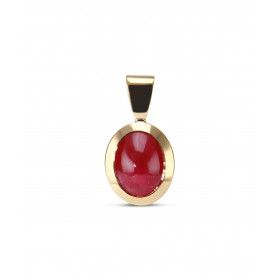 Pendentif Or Jaune 750 Rubis Cabochon Ovale 9x7mm