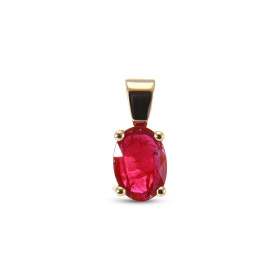  Pendentif Or Jaune serti d un Rubis ovale 8x6mm Dimensions du pendentif : 14x6mm Serti à griffes Poids Rubis : 1,04 carat 