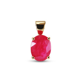  Pendentif Or Jaune 750 serti d un Rubis ovale 9x7mm (1.8 carat) Dimensions du pendentif : 16 x 7 mm 