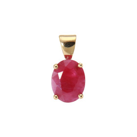 Pendentif Or Jaune 750 serti d un Rubis ovale 9x7mm (1.8 carat) Dimensions du pendentif : 14x7 mm 