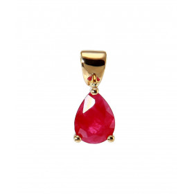 Pendentif Or Jaune 750 Rubis Poire de 8x6mm