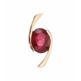  Pendentif or jaune 750 sertie d un rubis traité ovale 10x8mm (3.75 carats) Dimensions du pendentif : 22x10mm Poids Rubis ...