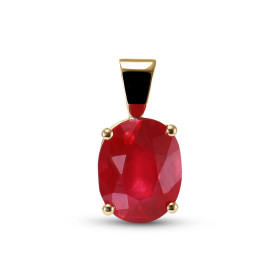  Pendentif Or Jaune 750 serti d un Rubis traité ovale 10x8mm (3.65 carats) Serti à griffes Dimensions du pendentif (bélièr...