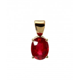 Pendentif Or Jaune 750 Rubis Traité Ovale 8x6mm