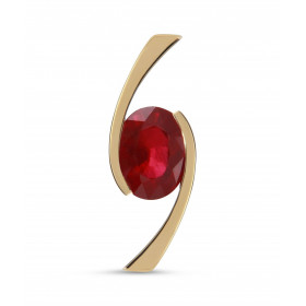  Pendentif Or Jaune 750 serti d un Rubis Traité Ovale 8x6mm (2.05 carats) Monture croisée Serti demi clos Dimensions du pe...