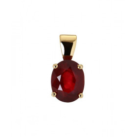 Pendentif Or Jaune 750 Rubis Traité Ovale 9x7mm