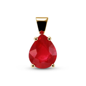  Pendentif Or Jaune 750 serti d un Rubis Traité Poire 11x9mm Poids Rubis : 4 carats Dimensions du pendentif (bélière inclu...