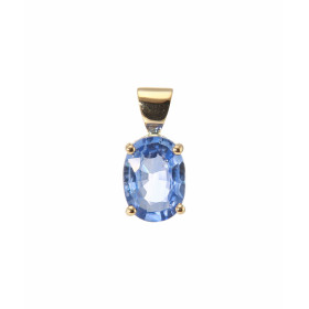 Pendentif Or jaune 750 Saphir Ceylan ovale 8x6mm