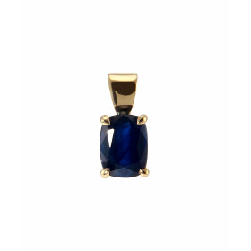 Pendentif Or Jaune 750 serti d un Saphir coussin 8x6mm (1.6 carat) Dimensions du pendentif (bélière incluse) : 12 x 6 mm