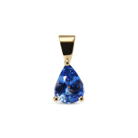 Pendentif en Or Jaune 750 serti d&#39;un Saphir de Ceylan Poire de 8x6mm (1 carat). Dimensions du pendentif (bélière inclu...