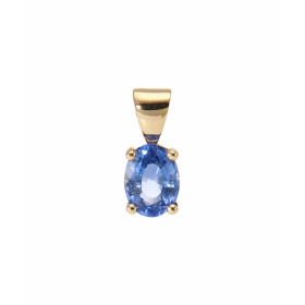  Pendentif Or Jaune 750 serti d un saphir Ceylan ovale 7x5mm (0.9 carat) Dimensions du pendentif (bélière incluse) : 14x5mm 