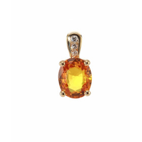 Pendentif Or Jaune 750 serti d un Saphir Orange traité 8.3x6.7mm (2.1 carats) 3 diamants pour un poids total 0,03 carat D...