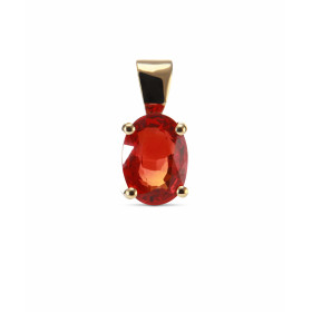 Pendentif en Or Jaune serti d&#39;un Saphir orange traité ovale de 8x6mm. Dimensions du pendentif (bélière incluse) : 15 x...