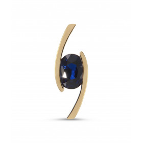  Pendentif Or Jaune 750 serti d un Saphir Ovale 7x5mm AAA bleu royal (0.8 carat) Monture croisée Serti demi clos Dimension...