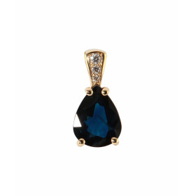  Pendentif Or Jaune 750 Saphir Poire 9x7mm Diamant Pierre forme poire mesurant 9x7mm (1.8 carat) Bélière sertie 3 diamants...
