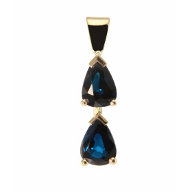  Pendentif Or Jaune 750 Saphirs Poires 7x5mm Poids Saphir : 1.9 carat Dimensions du pendentif (bélière incluse) : 21 x 5mm 