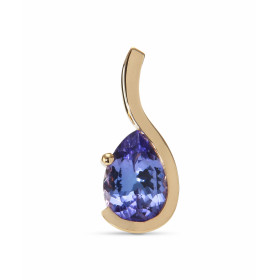 Pendentif Or Jaune serti d une Tanzanite AAA taille poire 10x7mm (2.6 carat) Dimensions du pendentif : 21x8mm 