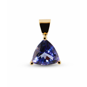  Pendentif Or Jaune 750 serti d une Tanzanite AAA taille Trillion 8x8mm Poids Tanzanite : 1.5 carat Dimensions du pendenti...