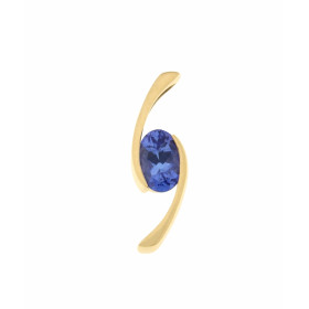 Pendentif Or Jaune serti d une tanzanite ovale 6x4mm (0,50 carat) Dimensions du pendentif :18 x 5 mm