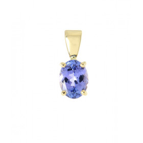 Pendentif Or Jaune 750 Tanzanite Ovale 8x6mm