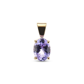 Pendentif en Or Jaune 750 serti d&#39;une Tanzanite ovale de 8x6mm (1,15 carat). Serti à griffes. Dimensions du pendentif ...