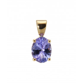 Pendentif en Or Jaune 750 serti d&#39;une Tanzanite Ovale de 9x7mm. Poids Tanzanite : 1.6 carat. Dimensions du pendentif (...