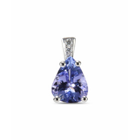  Pendentif Or Jaune 750 serti d une Tanzanite taille poire 10x8mm diamants Bélière sertie 3 diamants pour un poids total 0...