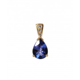  Pendentif Or jaune 750 serti d une tanzanite poire 8x6mm (1 carat) 3 diamants pour un poids total 0.03 carat Dimensions d...