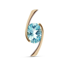 Pendentif Or Jaune 750 Topaze Bleue Traitée Ovale 9x7mm Pendentif serti d une Topaze Bleue Traitée Ovale 9x7 (2 carats) Di...