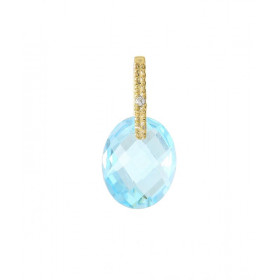 Pendentif Or Jaune  750 Topaze Dome 10x8mm et Diamant